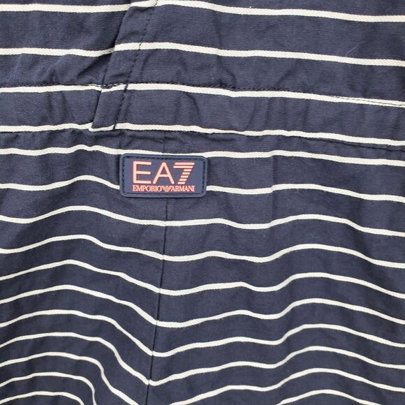 EA7 Armani Blue Striped Front and Back V Neck One Piece Romper Medium - Picture 8 of 9